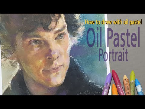 Oil Pastel Portrait -'Sherlock' Benedict Cumberbatch / How to use Oil Pastel for beginners