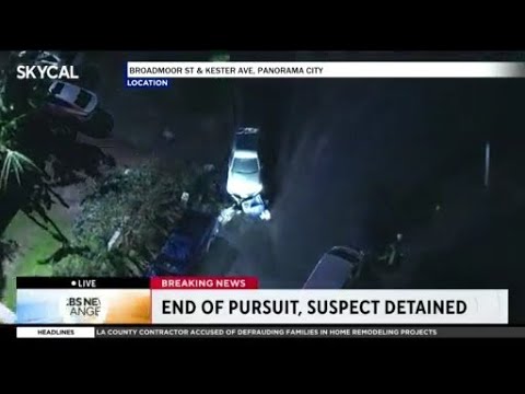 Pursuit suspect arrested after crashing into trash cans in San Fernando Valley