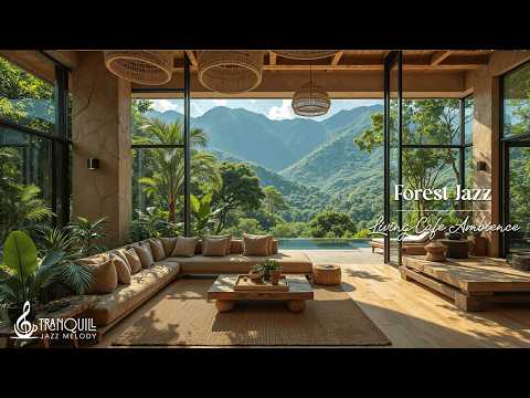 Peaceful Forest Jazz Café | Cozy Lounge with Scenic Mountains for Study, Work and Relaxation