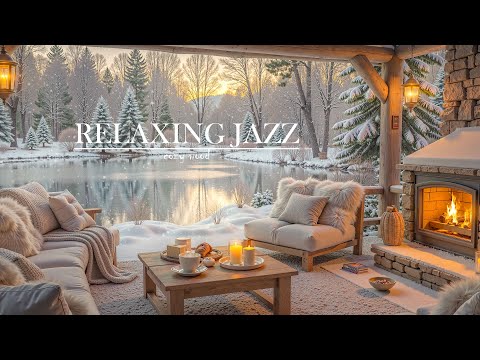 Soothing Winter Jazz ❄️ Lakeside Cabin at Dusk | Relaxing Jazz for Stress Relief