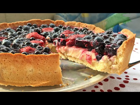 Тирольский ПИРОГ с Заварным кремом и ягодами на песочном тесте