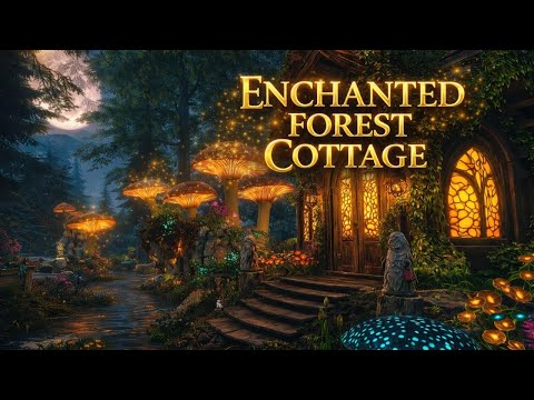 Enchanted Forest Cottage 4K | Whimsical Night Sounds, Fireflies & Forest ASMR
