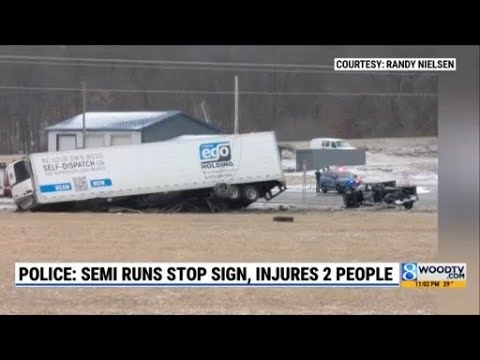 MSP: Semi crashes into pickup, two hospitalized