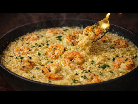I’ve Never Eaten Shrimp So Creamy! Easy & Delicious Orzo Pasta with Shrimp