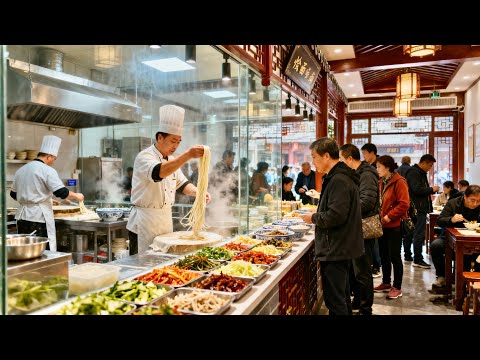 Exploring Henan-style braised noodles in China: broth made with pork bones, a delicious dish.