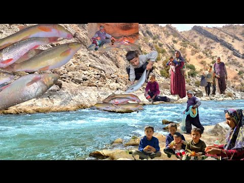 Grandfather’s Traditional Fishing in a Mountain River of Zagros | Mountain Life in Iran