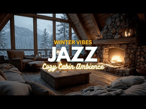 Winter Jazz Vibes ~ Cozy Cabin Ambience & Fireplace Relaxing Smooth Jazz Music