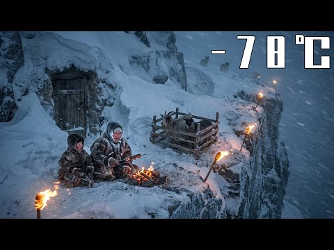 –78°C Cliff Cave: An 80-Year-Old Yakut Widow and Grandson Face Wolves with Goats and Smoked Meat