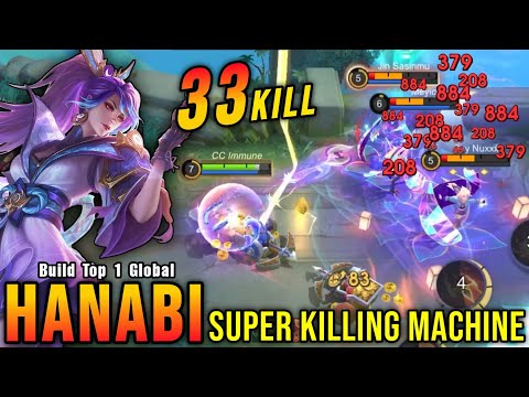 This is Insane!! Hanabi 33 Kills, Super Killing Machine!! - Build Top 1 Global Hanabi ~ MLBB