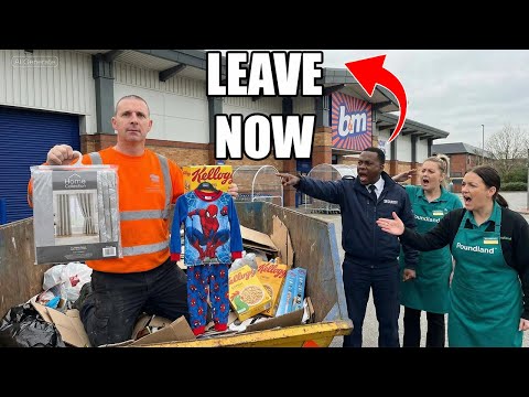 🤬"RAGING" POUNDLAND STAFF & RUDE SECURITY GUARD👮🏾B&M MEGA JACKPOT FIND, DUMPSTER DIVING UK