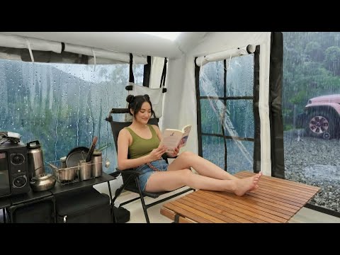 KCamping ASMR | Camping in the Rain With Relaxing Cooking ASMR 🌸 | Relaxing Escape