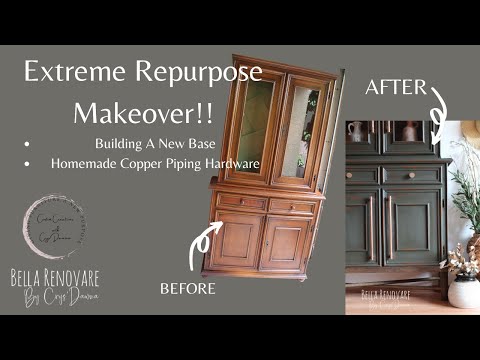 Extreme Repurpose Furniture Makeover-Building A New Base & Making Copper Hardware W/ Bella Renovare