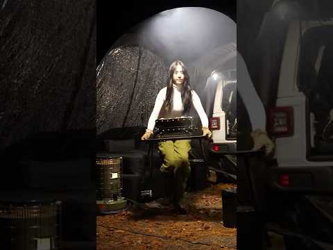 CAMPING IN THE RAIN WHILE GRILLING PORK BELLY INSIDE THE TENT☔