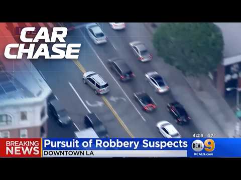 Robbery Suspects take cops on a wild chase through downtown LA!