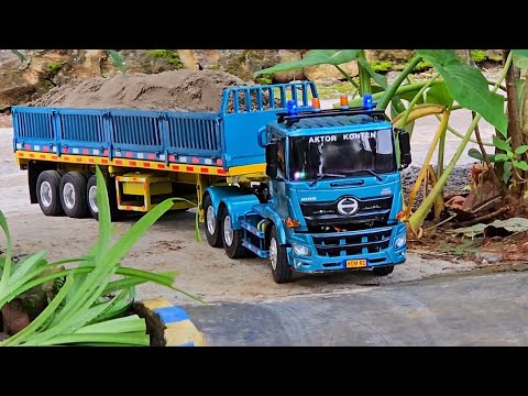 AKSI KE 93 ‼️ Proyek Depo Bangunan Rc Truk Hino Trailer vs Tronton Angkut Pasir Sampai Gardan Jebol 