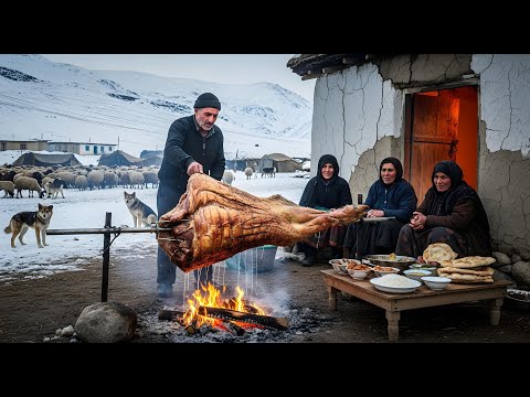 Afghanistan Winter Survival | Wild Boar Leg on Fire + Fresh Bread to Stay Ali