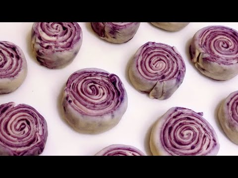 千层紫薯，层层暴香，烘烤后外香香内软，实在是太好吃了！purple sweet potato baked twisted roll#breadrecipe #bread #sweetpotato
