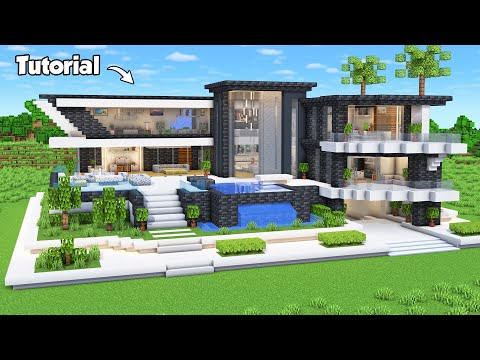 Minecraft: ULTIMATE MODERN HOUSE TUTORIAL (Easy to Follow) #83 - Interior in Description!