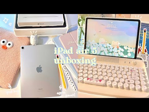 iPad air 5 starlight unboxing 🍯✨ | apple pencil ✏️ + aesthetic accessories & keyboard 🌷⌨️