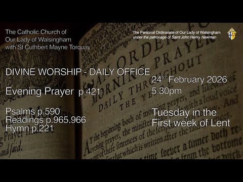 Evening Prayer (Evensong) from OLW Torquay Tuesday after Lent I