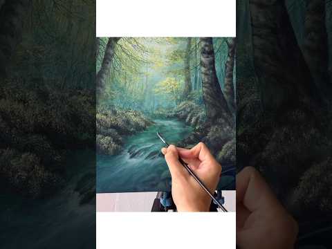 River Forest Acrylic Painting #shorts #art #painting #artist