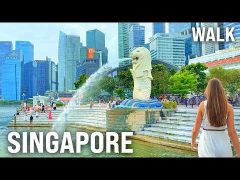 SINGAPORE Walking Tour 4K | Gardens by the Bay, Marina Bay & Sentosa Beach Walk with Captions