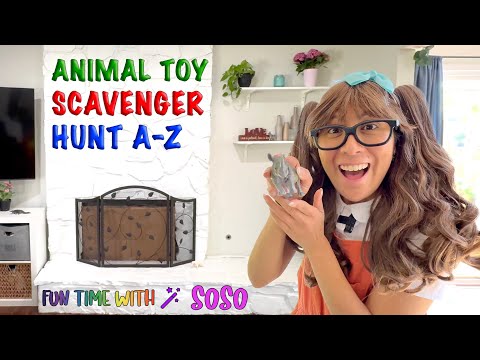 Animal Toy Scavenger Hunt A-Z | Learn Animal Names In The Alphabet With Soso!