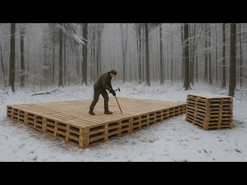 I'm Building a Free Pallet House in 129 Days in the Forest