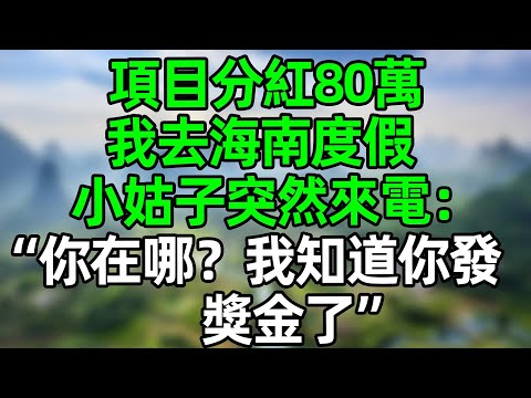 項目分紅80萬，我去海南度假，小姑子突然來電：“你在哪？我知道你發獎金了”#深夜淺讀 #夜讀人生 #大橘講故事  #情感故事  #講故事  #幸福生活 #深夜故事