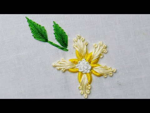Elegant embroidery.. Very pretty hand embroidery design flower.. 