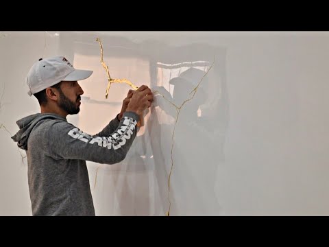 كيفية تطبيق أحسن عروق بالورق الذهبي فوق صباغة الستيكو (العنبرة) #اكسبلور #art #2025 