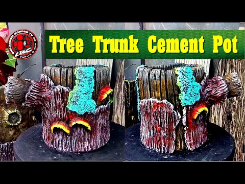 DIY | CREATIVE TREE TRUNK CONCRETE POT | VASO DE CONCRETO CRIATIVO EM FORMATO DE TRONCO DE ÁRVORE