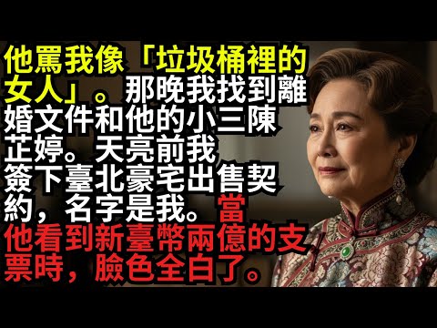 我丈夫罵我噁心，隔天早上我就在臺北簽下合約，賣掉他那棟價值新臺幣兩億的豪宅。