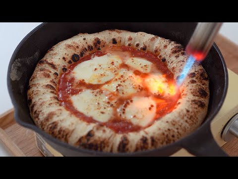 (No Oven) Frying Pan Pizza 🍕 Perfect  Recipe (Crispy, Chewy, Bubbly Crust)