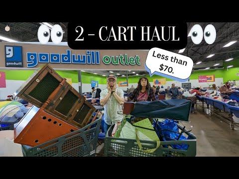 GOODWILL OUTLET BINS: 2 - Cart Haul & Yard Sale - Under $70.00 😱 Thrift with Us - Thrifting