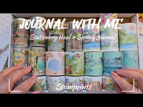 ASMR Journaling | Stationery Haul + Spring Journal #hellospring #creativejournaling #asmr #journal
