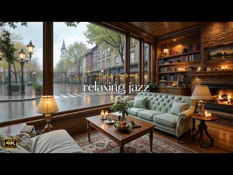 Cozy Coffee Shop Jazz Ambience | Relaxing Jazz & Fireplace Sounds for Study, Work & Stress Relief