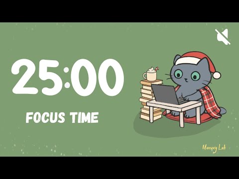 25/5 x 4| l ADHD Pomodoro | Clock Ticking Timer | Christmas Study 