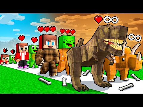 JJ and Mikey: DINOSAURS Evolution Battle in Minecraft - Maizen
