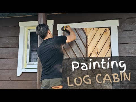 Painting a Log Cabin | DIY Window Trims & Finishing Touche