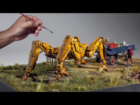 Mech Walkers Help Apocalypse Survivors Escape A Contaminated Land | #diorama #scalemodel #resin