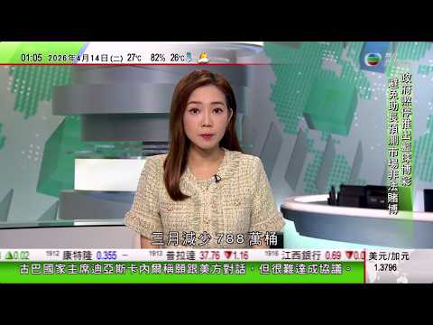 無綫TVB 0200新聞報道｜油組原油日均產量三月減少788萬桶見歷來最大單月跌幅｜深圳大學擬租校外市值約800萬豪宅作研究生宿舍 有業主不滿憂貶值｜日本自民黨稱修憲時機漸成熟有民眾擬集會要求高市辭職