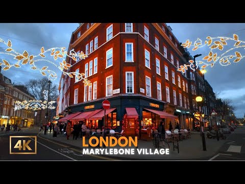 London Christmas Eve🎄 Walking Tour | Marylebone Village | 4K