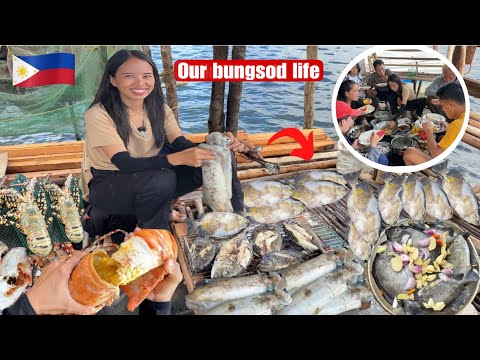 Kainan Namin Sa Gitna Ng Dagat|Pinaksiw+Sinugba Lobster+Squid Catch Clean And Cook