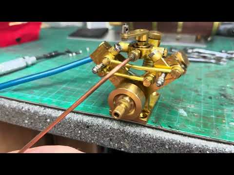 Microcosm V twin oscillating steam engine 