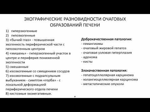 Эхосемиотика очаговых изменений печени