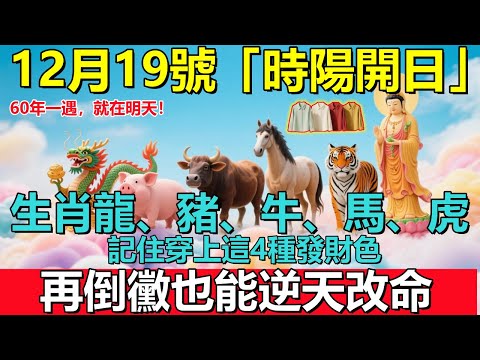 60年一遇，就在明天！12月19號，農歷十月三十日，「時陽開日」，生肖龍、豬、牛、馬、虎，記住穿上這4種發財色，再倒黴也能逆天改命！