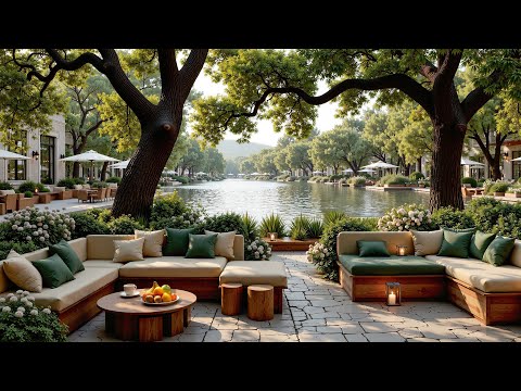 Quiet Lakeside Café Jazz 🌿 Relaxing Jazz and Green Nature Ambience for Relaxation, Study and Work