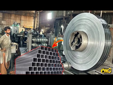 Manufacturing processes of Rectangular Size Steel pipe ||Mass Production of stainless steel pipe ||