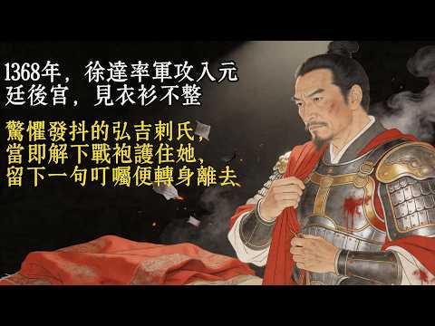 1368年，徐達率軍攻入元廷後宮，見衣衫不整、驚懼發抖的弘吉剌氏，當即解下戰袍護住她，留下一句叮囑便轉身離去